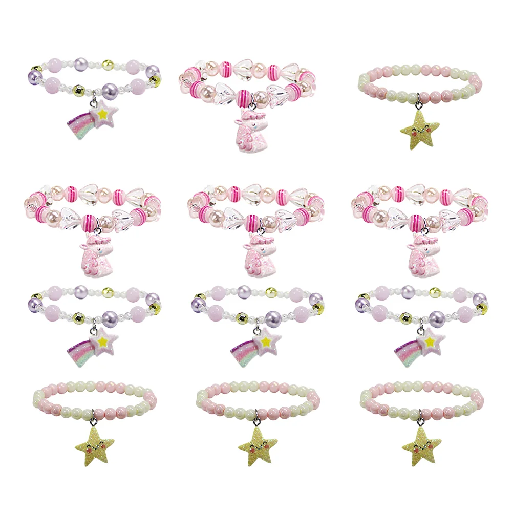 

Bracelet Toddler Jewelry Girls Costume Play Flower Toy Bead Jewellery Party Kids Set Elastic Beads Pretendnecklace Chakra