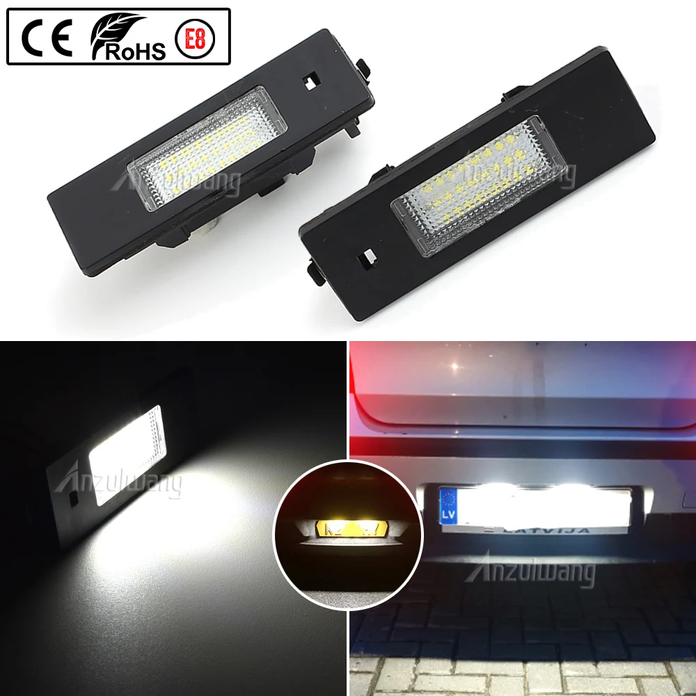 

2Pcs LED License Plate Ligh For BMW E81 E85 E86 E87 E36 No Error Canbus Car Accessories Car Lamp 6500K White Car Light Source