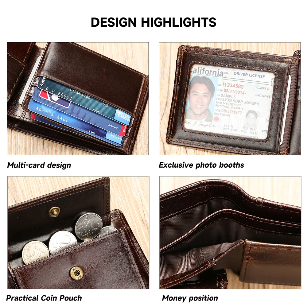 Кошелек WESTAL с функцией RFID для мужчин бумажник из натуральной кожи складной клатч