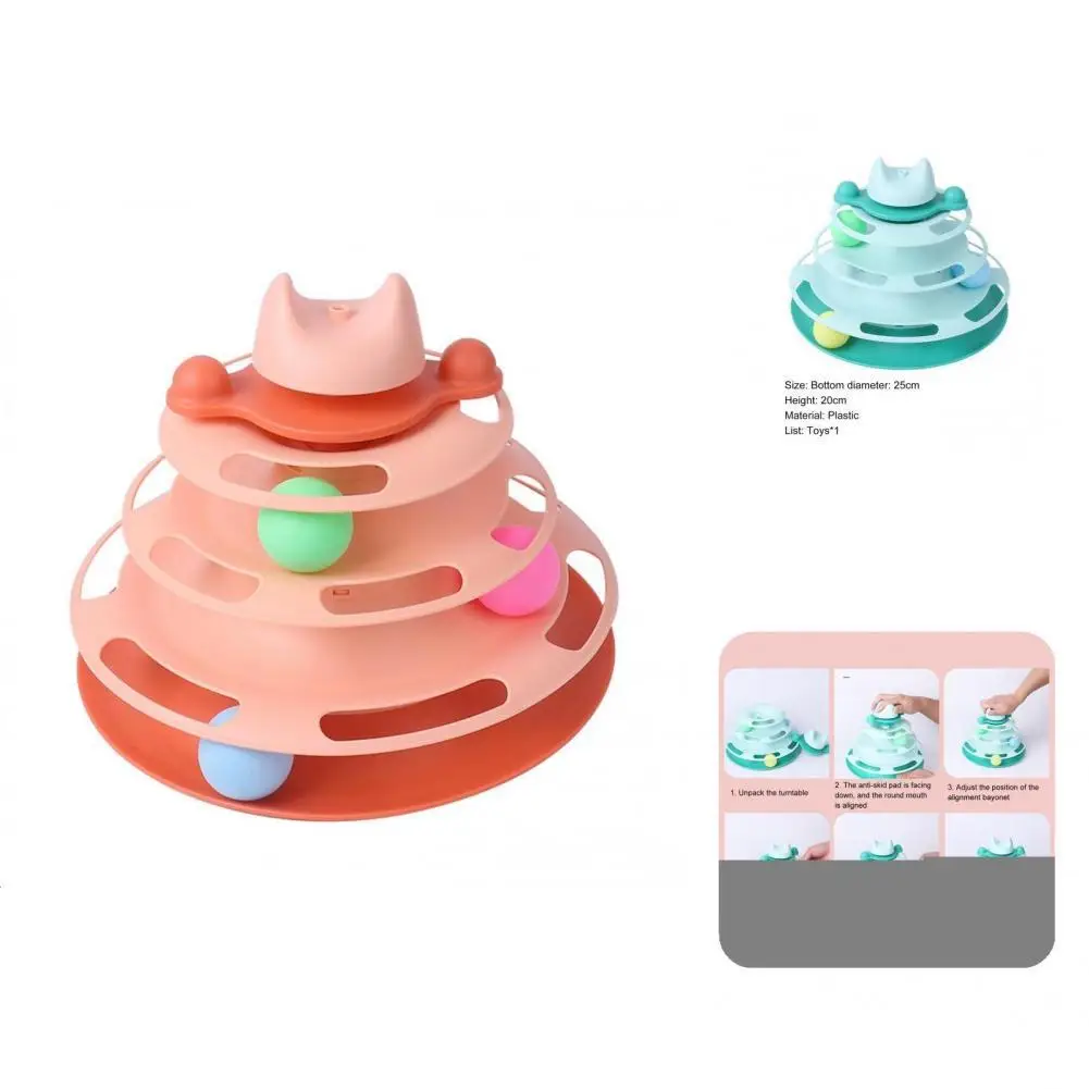 

Puzzle Toy Eco-friendly Turntable Ball Kitten Teaser Toy Training Toy Kitten Toy 4 Level Amusement Plate Pet Supplies