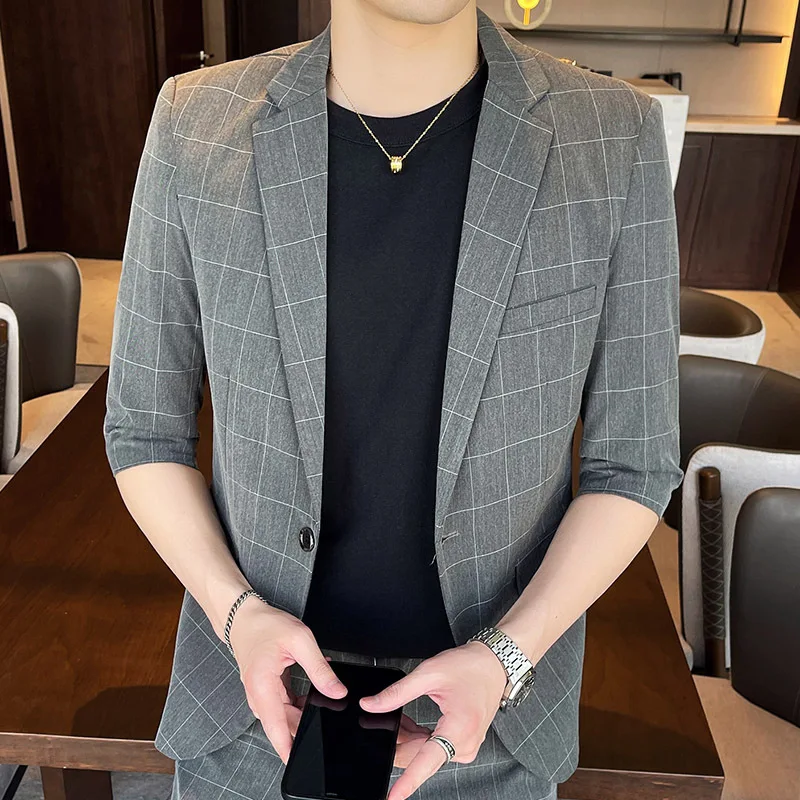 

B2208-Men's casual spring and autumn suit, men's loose coat