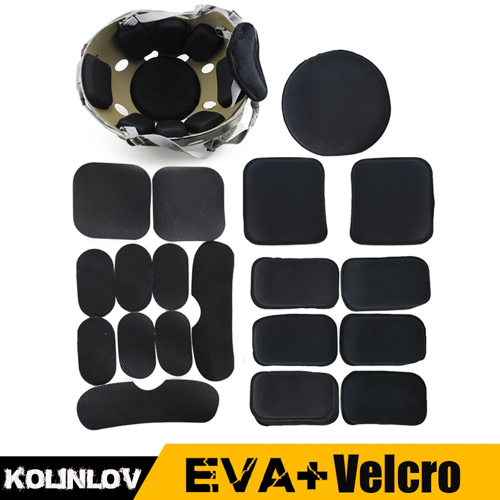 

19PCS Tactical Helmet Protective Pads Set EVA Cushion Pad with Hook Sticker Memory Foam Pad Paintball Airsoft Helmet Accessories