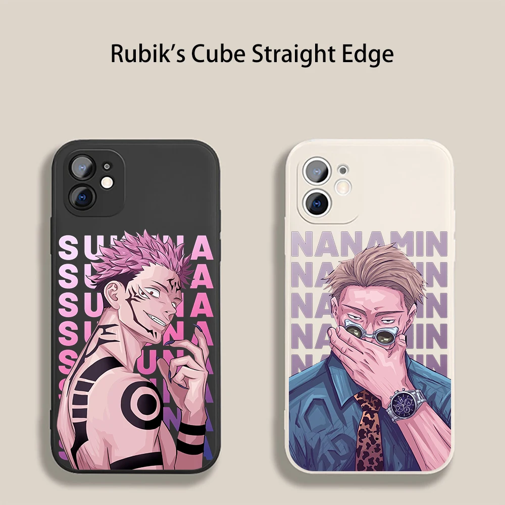 

Jujutsu Kaisen Gojo Satoru Original Square Liquid Silicone Phone Case For iPhone 14 11 12 13 Pro Max Mini X XS XR 7 8 Plus Cover