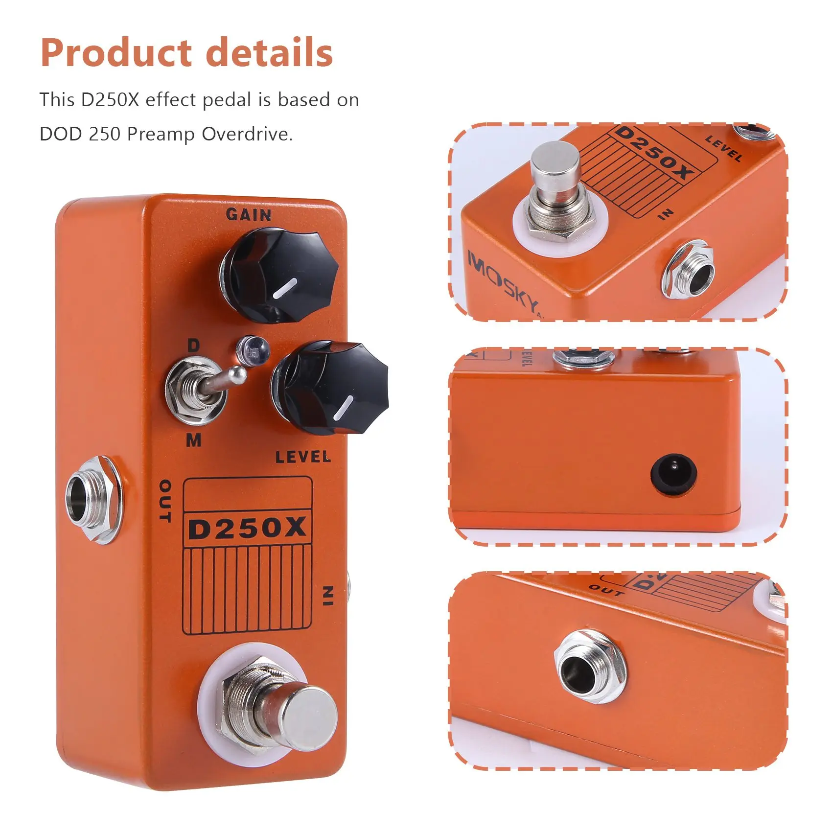 Mosky D250X Mini Overdrive предусилитель для гитары педаль эффектов с настоящим обходным
