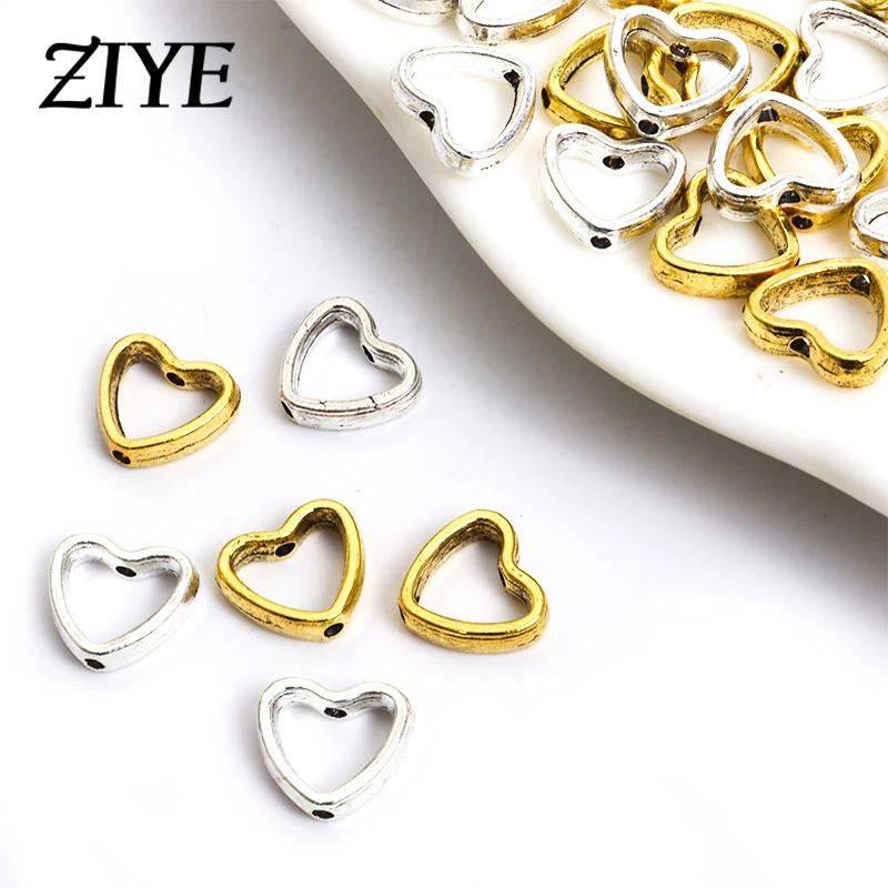 

10pcs Silver/Gold Color Openwork Heart-shaped Spacer Beads Vintage Hollow Loose Bead for Jewelry Making Accessories DIY Bracelet