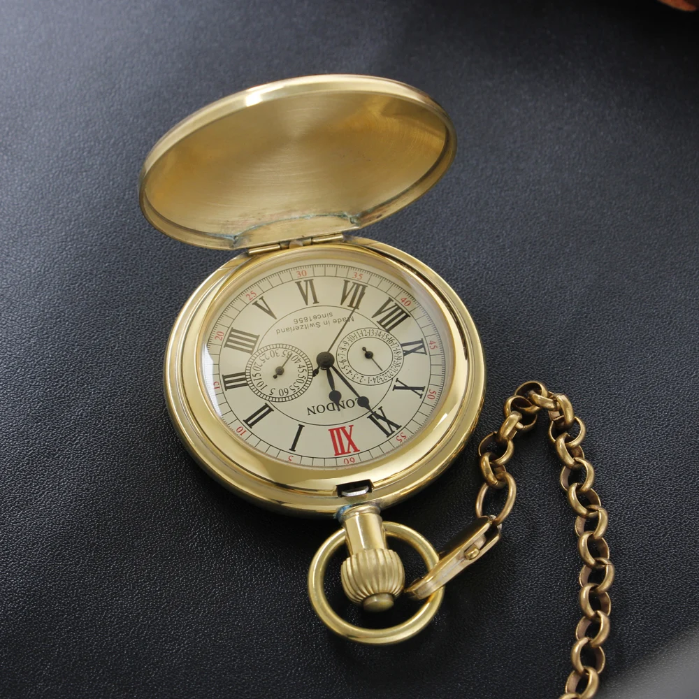 1882 Text Carving Old Hand Gentleman Mechanical Pocket Watch Retro Men's Necklace Pendant Clock Women's Jewelry Gift