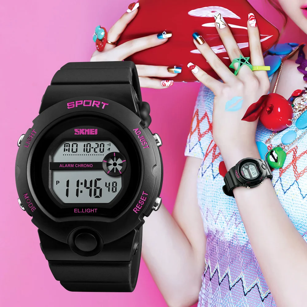 

SKMEI Fashion Reloj De Mujer Ladies Watch Woman Waterproof Chrono Watches Female Alarm Led Digital Wristwatches Relogio Feminino