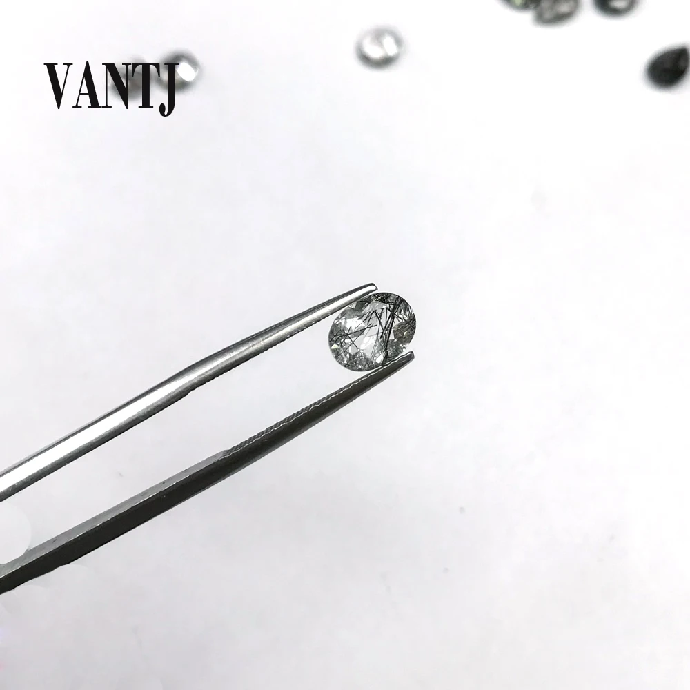 

VANTJ Natural Black Quartz Rutilated Loose Gemstone Oval Cut 6*8mm 1PCS for Silver Gold Mounting DIY Decoration Fine Jewelry