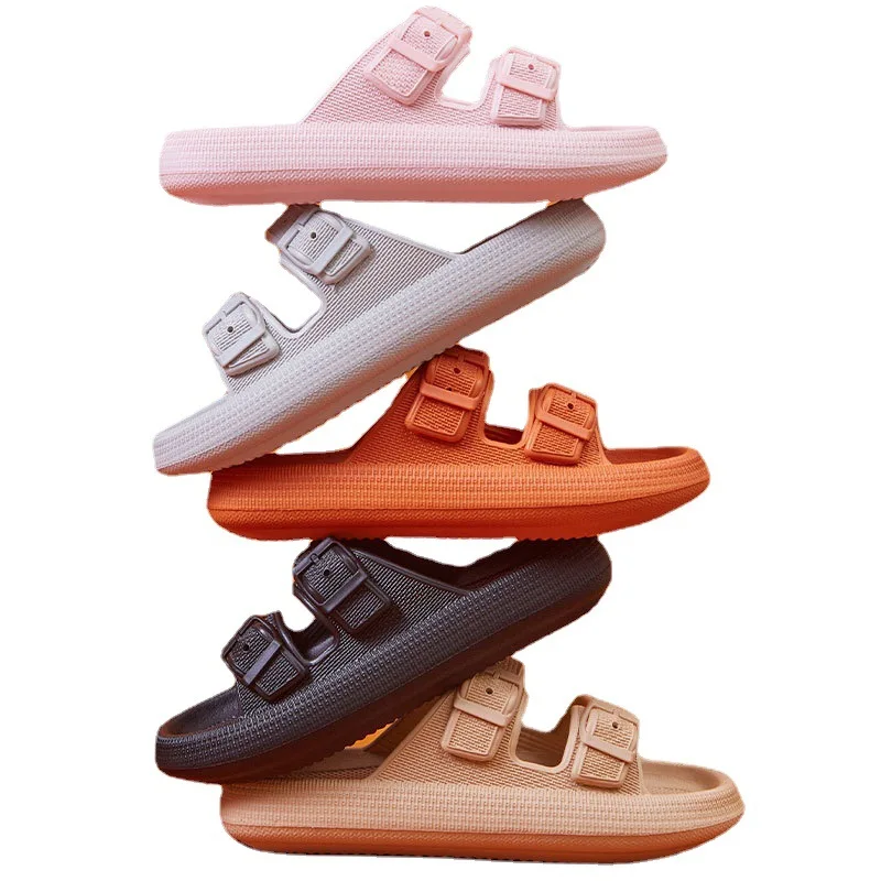 

New In Thick Platform Cloud Slippers Women Fashion Buckle Soft Sole Pillow Slides Sandals Womanslides Women Sandal Flip Flops