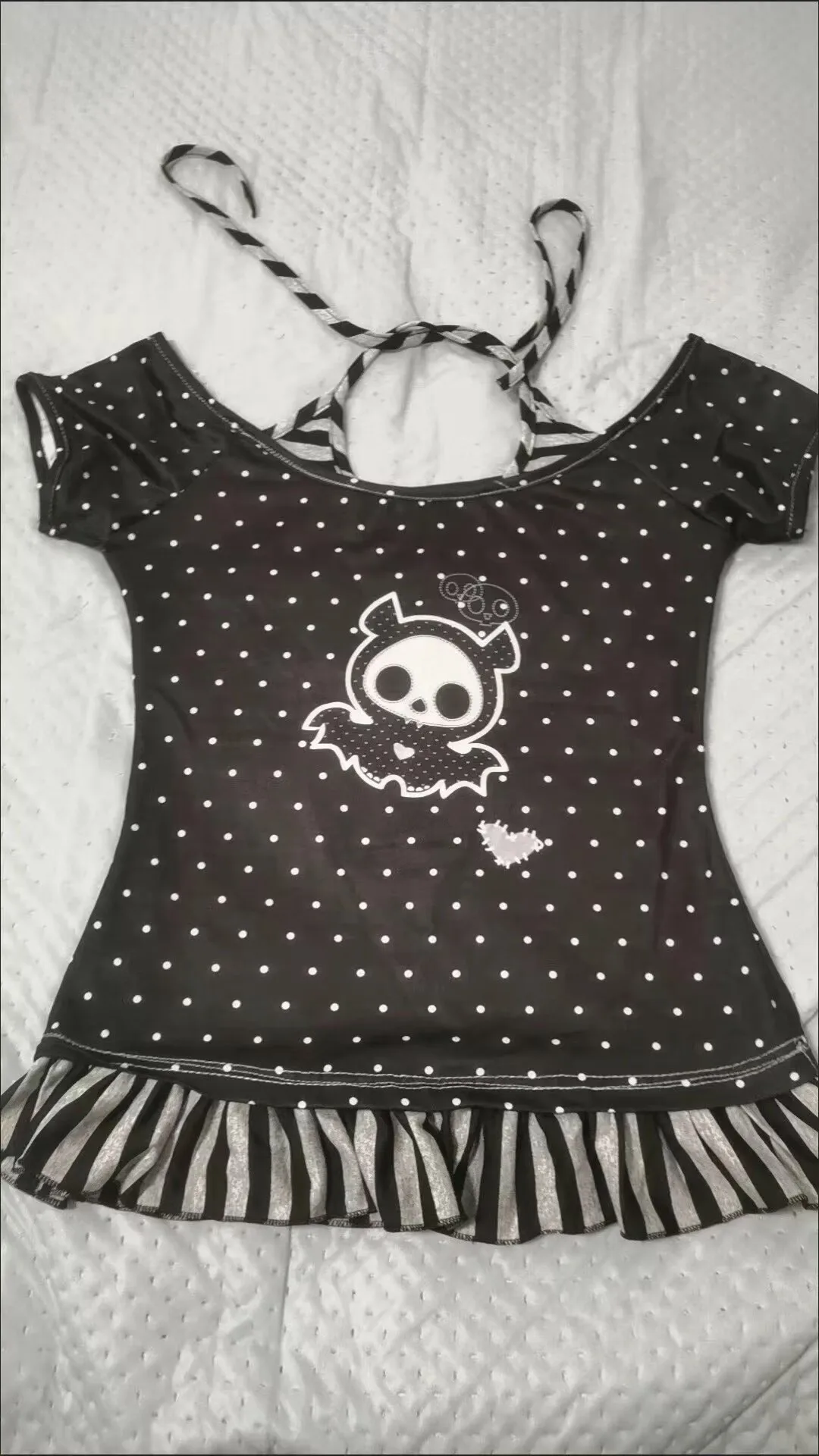 Harajuku женские Kawaii поддельные две футболки японский ретро субкультура футболка в горошек популярные Y2k футболки с мультяшным принтом женские топы (art.: 3920cf2e8e244) - 3920cf2e8e244