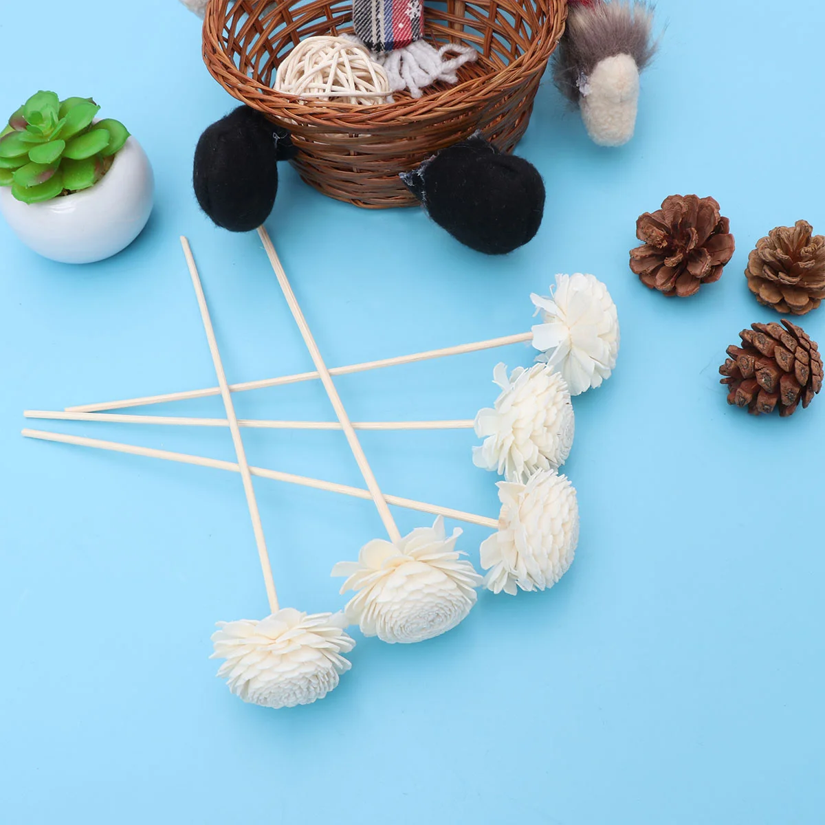 5 Pcs Rattan Reed Sticks Flower Top Decor Fragrance Reed Essential Oil Reeds for Office