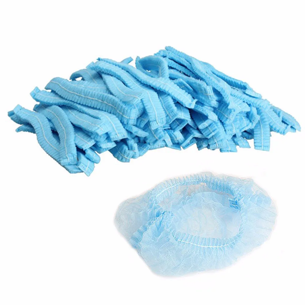 

100pcs/bag Disposable Hat Hotel One-Off Elastic Shower Bathing Cap Hair Salon Bathroom Waterproof Non-woven Anti Dust Hat