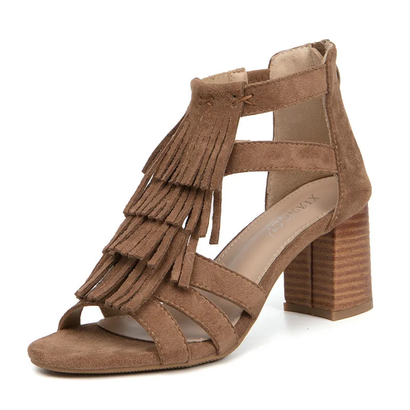 

Fashionable and Beautiful Shoes PU Boots Brand Dress Sandals Slippers High Heels Single Shoe Hollowed Out Leather Footwear BM087