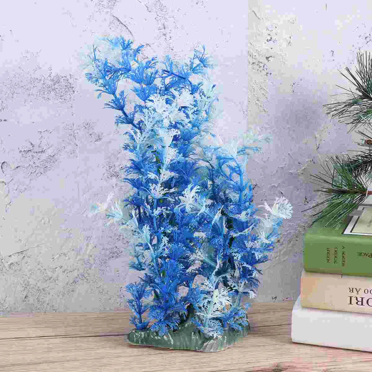 

Fish Aquarium Tank Artificial Decorationssimulation Decor Fortall Aquatic Water Grass Decoration Tanks Accessories Large Blue