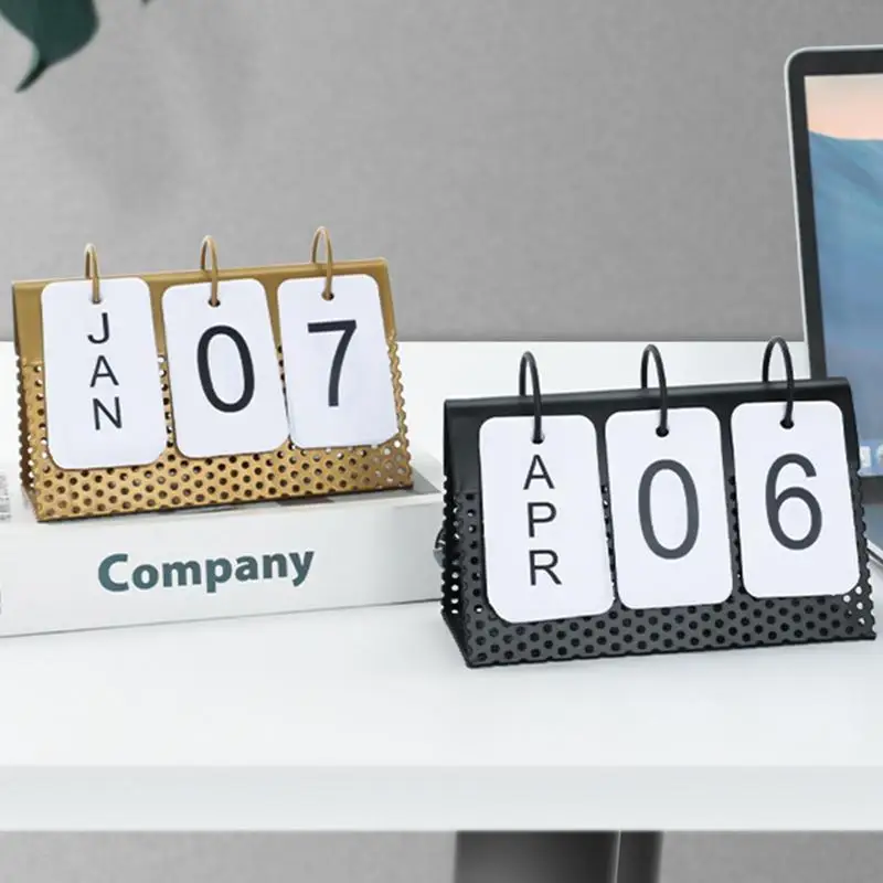 

Metal Flip Calendar Rustic Standing Desk Calendar Metal Classic Perpetual Calendar For Home Office Kitchen Desk Decor Calendar