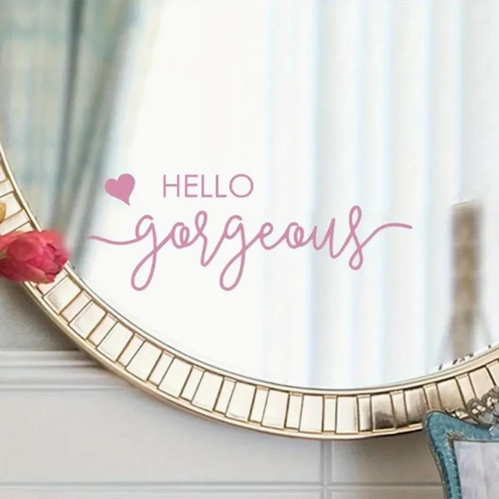 1 Шт. Креативная Виниловая Наклейка На Стену С Зеркальной Отделкой hello Для Спальни