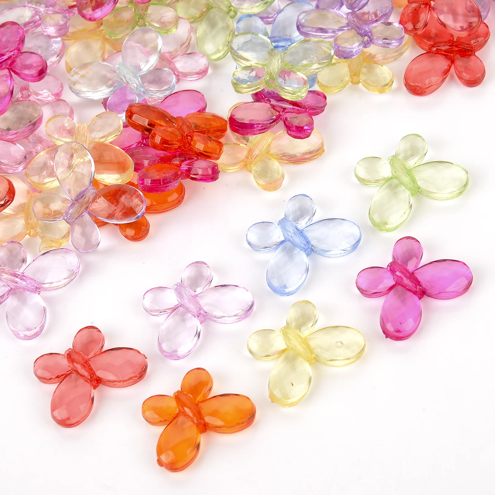 50 шт./лот разноцветные бусины-бабочки прозрачные акриловые шармы сделай сам для