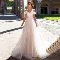 viktoria charming boho wedding dresses 2022 a line appliques lace up silky organza bridal gown custom for women vestido do novia