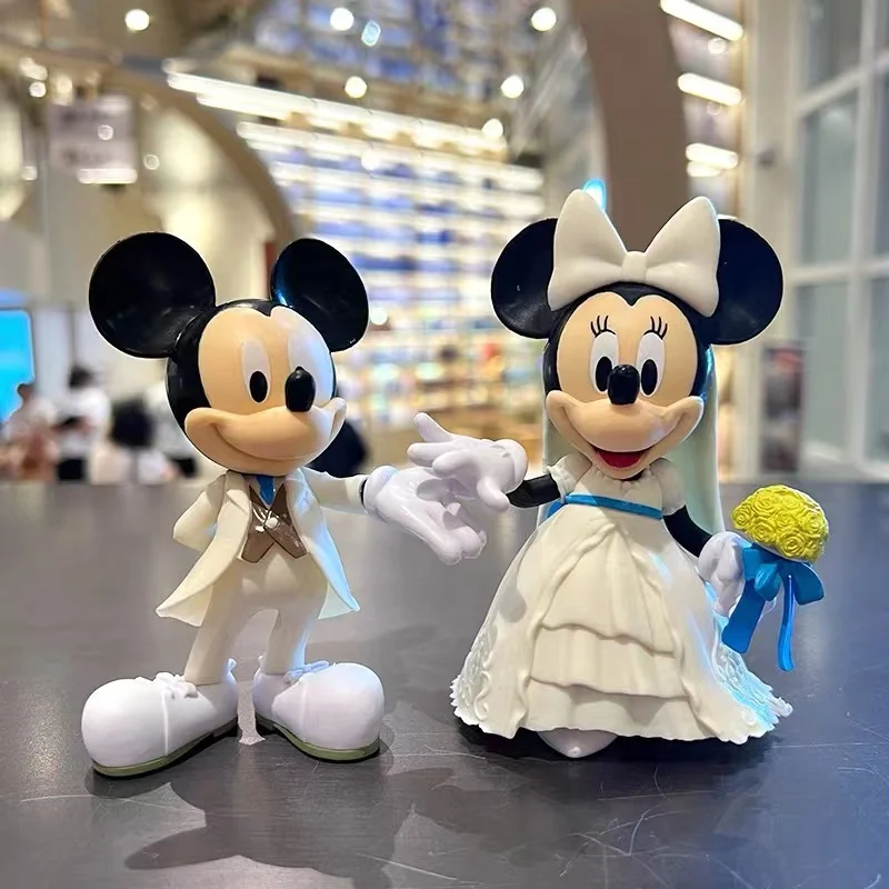 

Disney wedding gown and suit Mickey Minnie Mouse figure PVC statue model home decoration wedding ceremony cake Ornaments gift