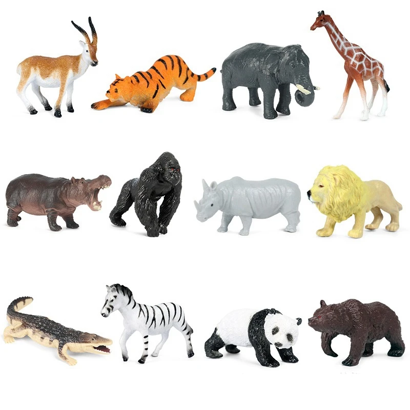 

12PCS Jungle Zoo Animals Toys, Realistic Wildlife Plastic African Animals Playset, Learning Educational Toy Gift