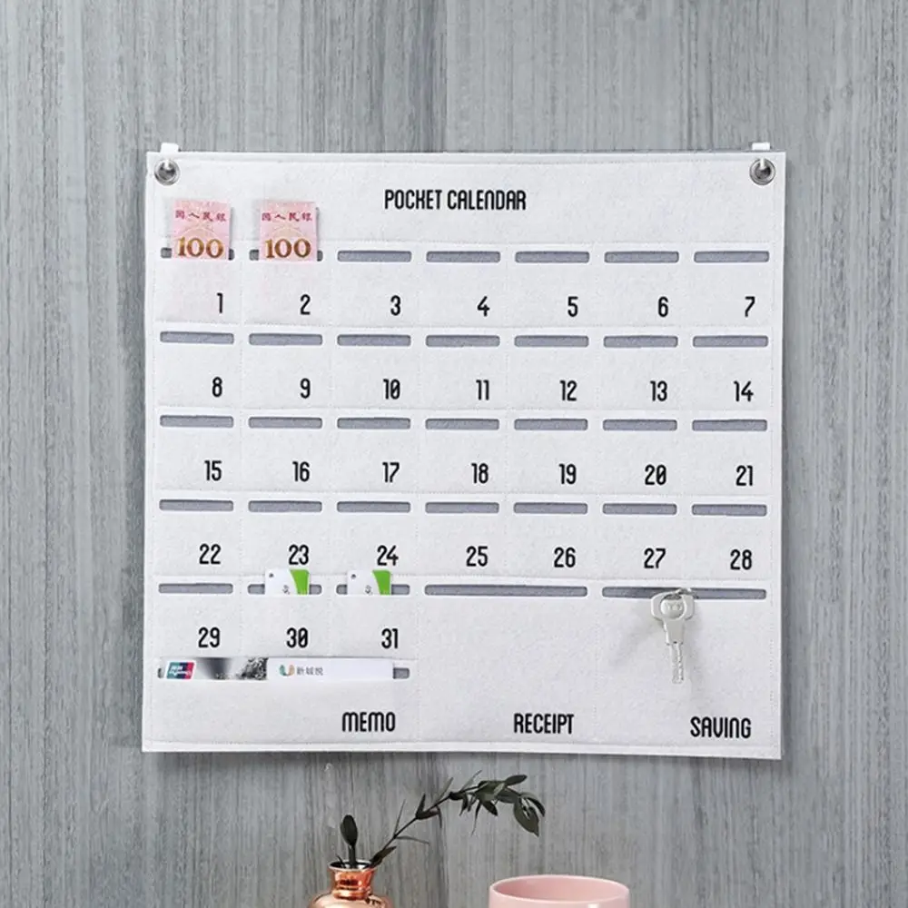 

1Pcs Hanging Numbered Decorative Chart Holder Calendar Bag With Pockets Storage Bag