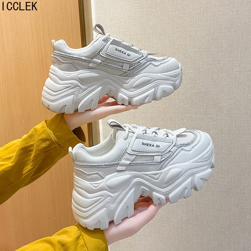 

Dad Chunky Women Sneakers Casual Vulcanized Shoes Woman Spring High Platform Sneakers Femme Lace Up White Basket Sneakers