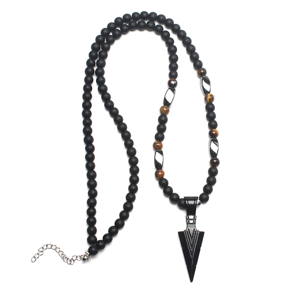 Модное 6 мм матовое черное ожерелье с круглыми бусинами для мужчин ювелирные