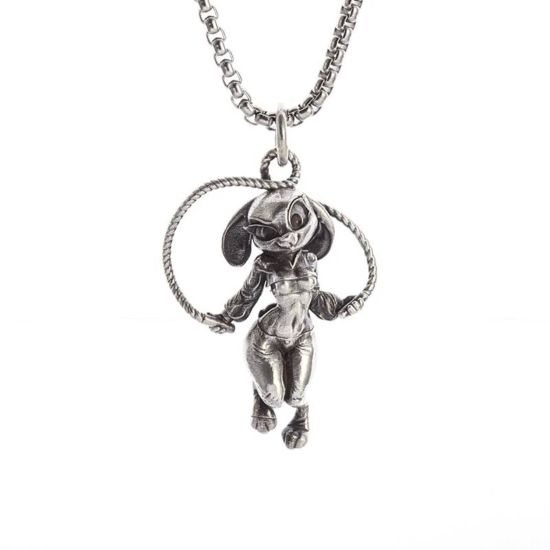 

Silver Cute Jump Rope Bunny Charm Girls Classic Easter Holiday Bunny Ornament Party Hip Hop Accessory Gift