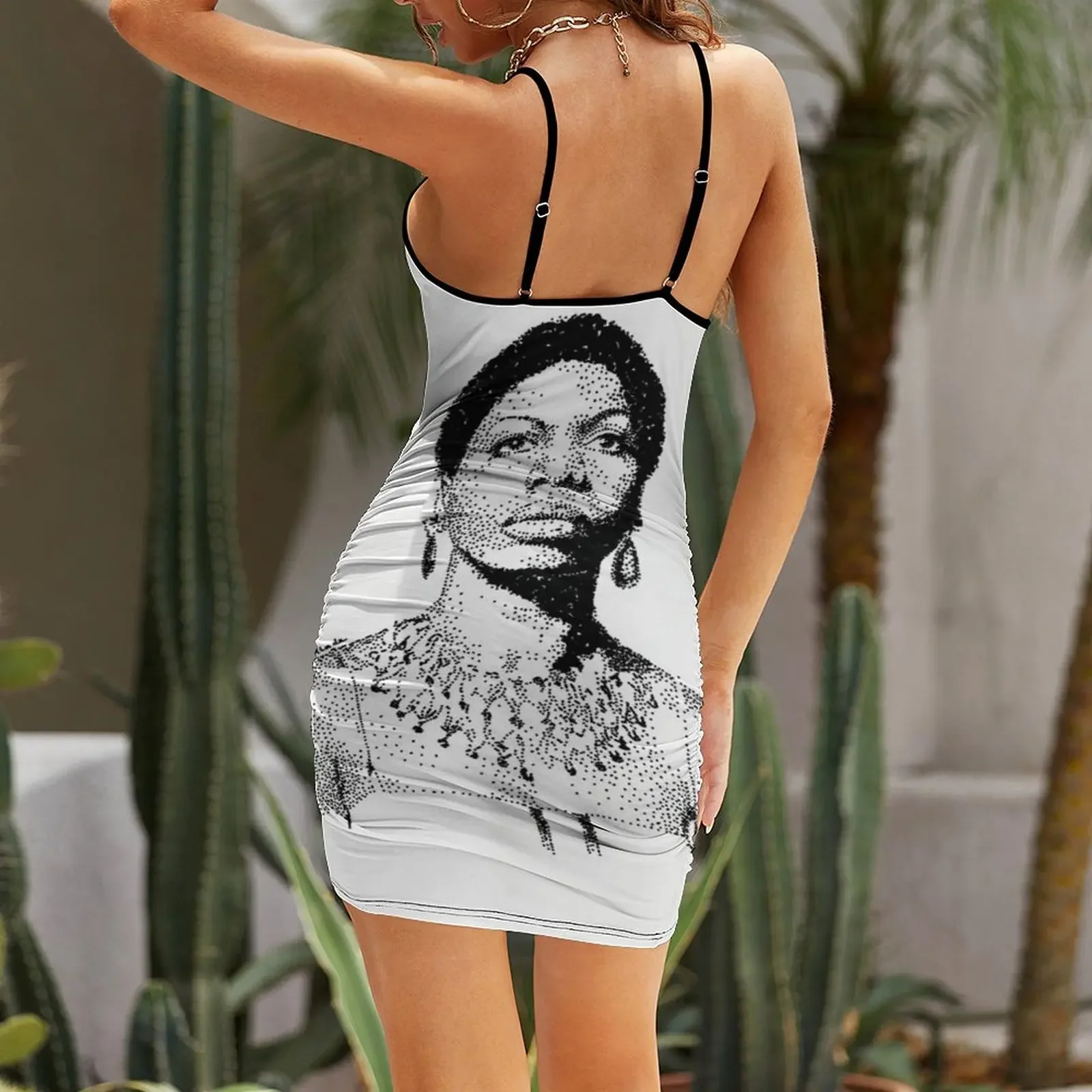 Nina Simone Портрет Знаменитый джазовый музыкант Платье на бретельках Вечерние