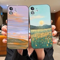 painted flower phone case for iphone 11 pro 13 mini 12 max 8 7 plus se 2020 x xr xs 6 6s carcasa back silicone cover