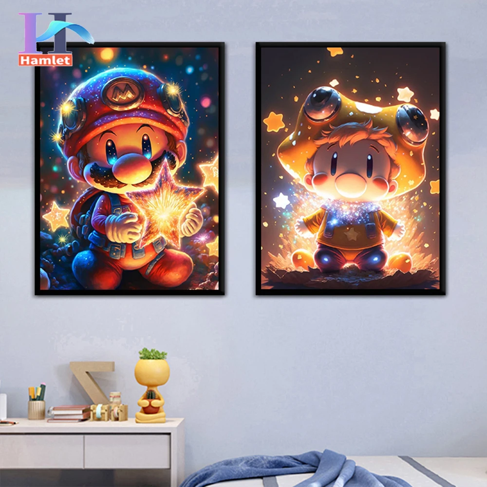 Купи Kids Adult Digital Painting Japanese Game Digital Painting Childhood Game Wall Art Acrylic Paint Home Decor 40*50cm Frameless за 481 рублей в магазине AliExpress