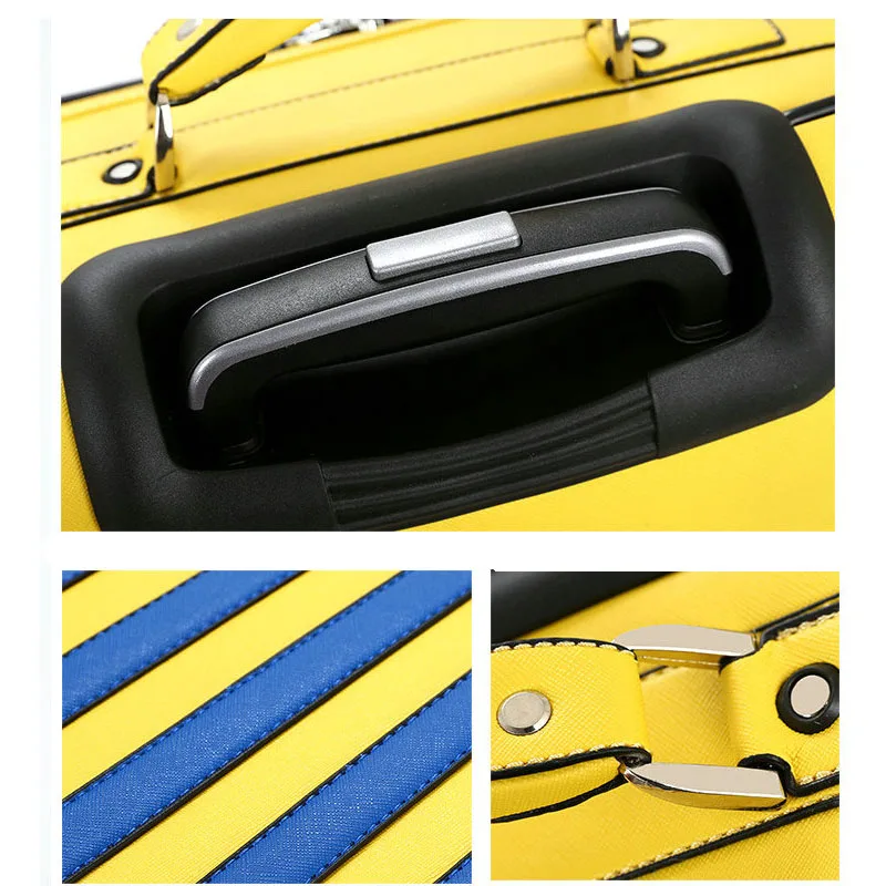Women's Fashion Trolley Luggage Universal Wheel Boarding Case PVC Wear-Resistant Suitcase 18 Inch Travel Suitcase
