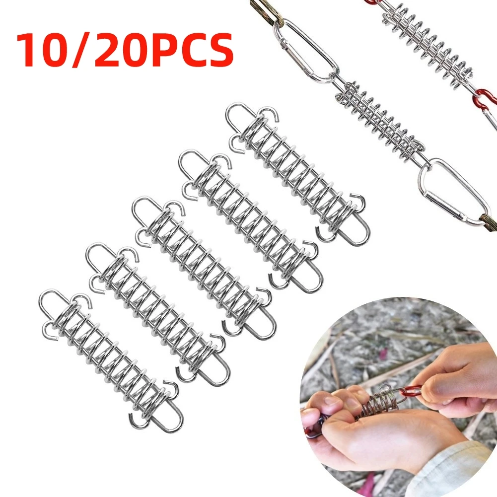 10/20 PCS Stainless Steel Wind Rope Buckle Spring Hook Buckle Tent Tightener Fixed Hook Rope Buckle Camping Accessories