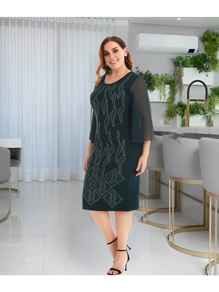 Summer Temperament Women's Round Neck Pencil Dress plus size women clothing party dresses