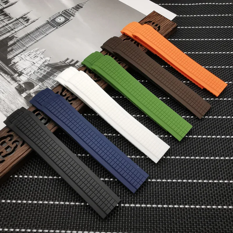 

21mm Black Brown Blue Orange White Green Silicone Rubber Watch Strap For Patek Aquanaut Philippe for 5164a 5167a-001 strap