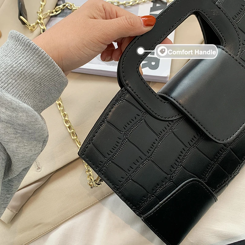 Women Commute Crossbody Shoulder Bags Long Zipper Chain Buckle Square Travel Bag Lady Girls Crocodile Pattern Vintage Handbags