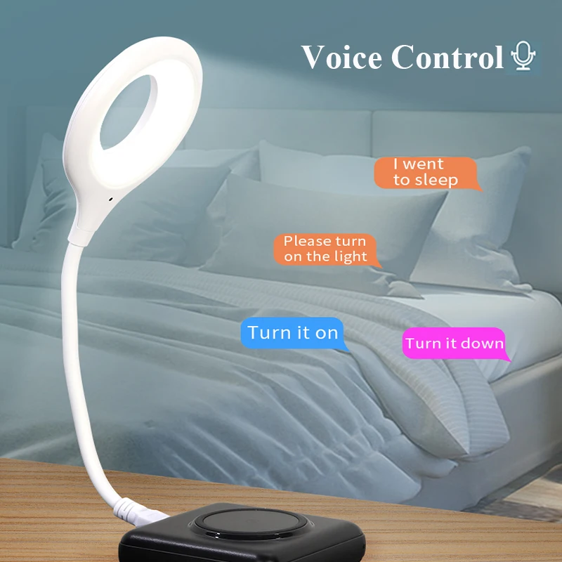 

Smart LED Desk Lamp Portable Night Light Lamp Freely Foldable Table Lamp Voice Small Night Light USB Intelligent Voice Lights