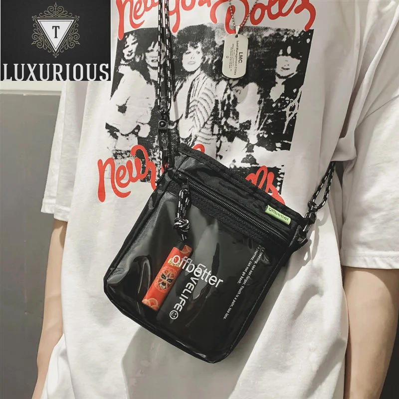 

Casual Trend Unisex Small Crossbody Bags 2024 Summer New Hip-hop Letter Shoulder Bag High Quality Waterproof PVC Men's Pocket