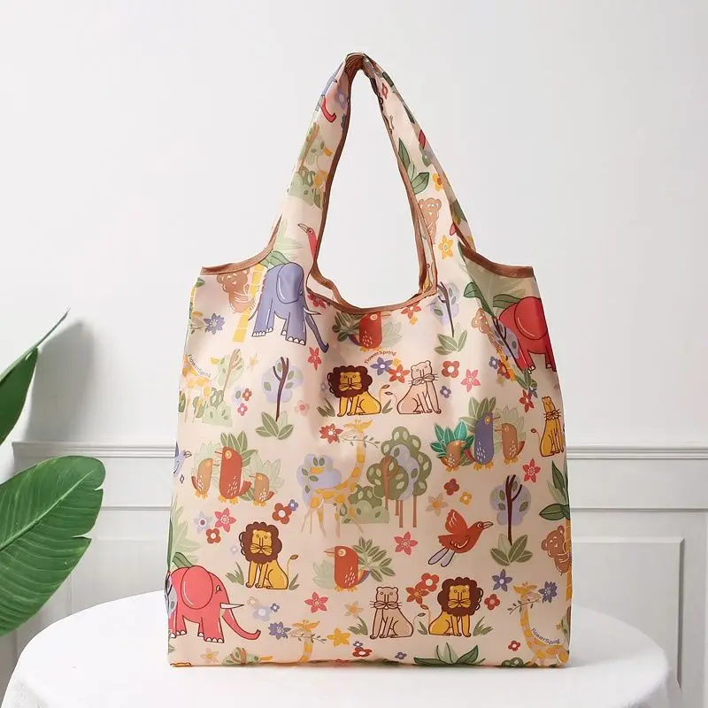 Handbag Cloth Bag Grocery Bag Large Capacity Foldable and Portable Supermarket Shopping Bag Cute Waterproof Eco-friendly Bag