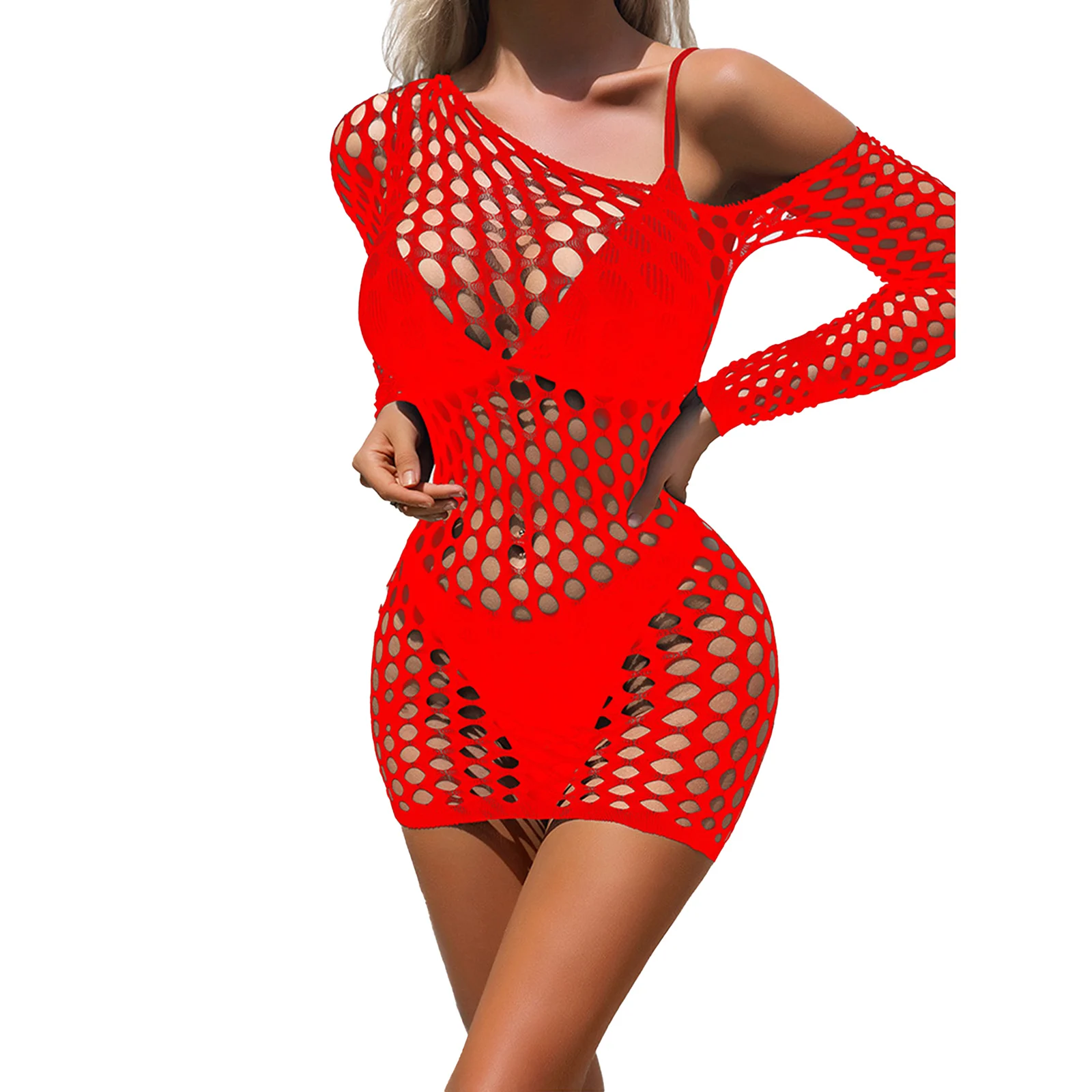 

Women's Exotic Dresses See Through Chemise Nightwear Fishnet Hollow Out Mesh Bodycon Dress Babydoll Lingerie Tempting Sleepwear