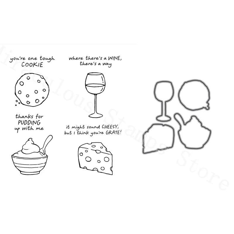 

2022 New Cheesecake Metal Cutting Die And Clear Stamps Set For Scrapbooking DIY Paper Cards Decorating Album Crafts Handmade