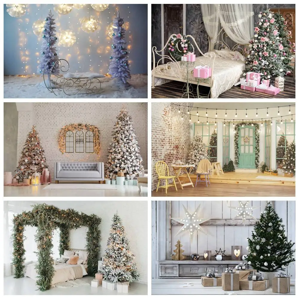 

Girls Christmas Decoration Photography Backdrop Kids Flowers Snow Courtyard Bedroom Lights Star Toys Party Home Photo Background