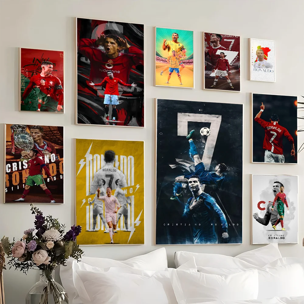 Football Superstar CR7 Self-adhesive Art Poster Waterproof Paper Sticker Coffee House Bar Posters Wall Stickers