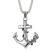 dckazz titanium steel chain ship anchor cross necklace for men boys gothic grunge hip hop punk jewelry vintage pendant necklace