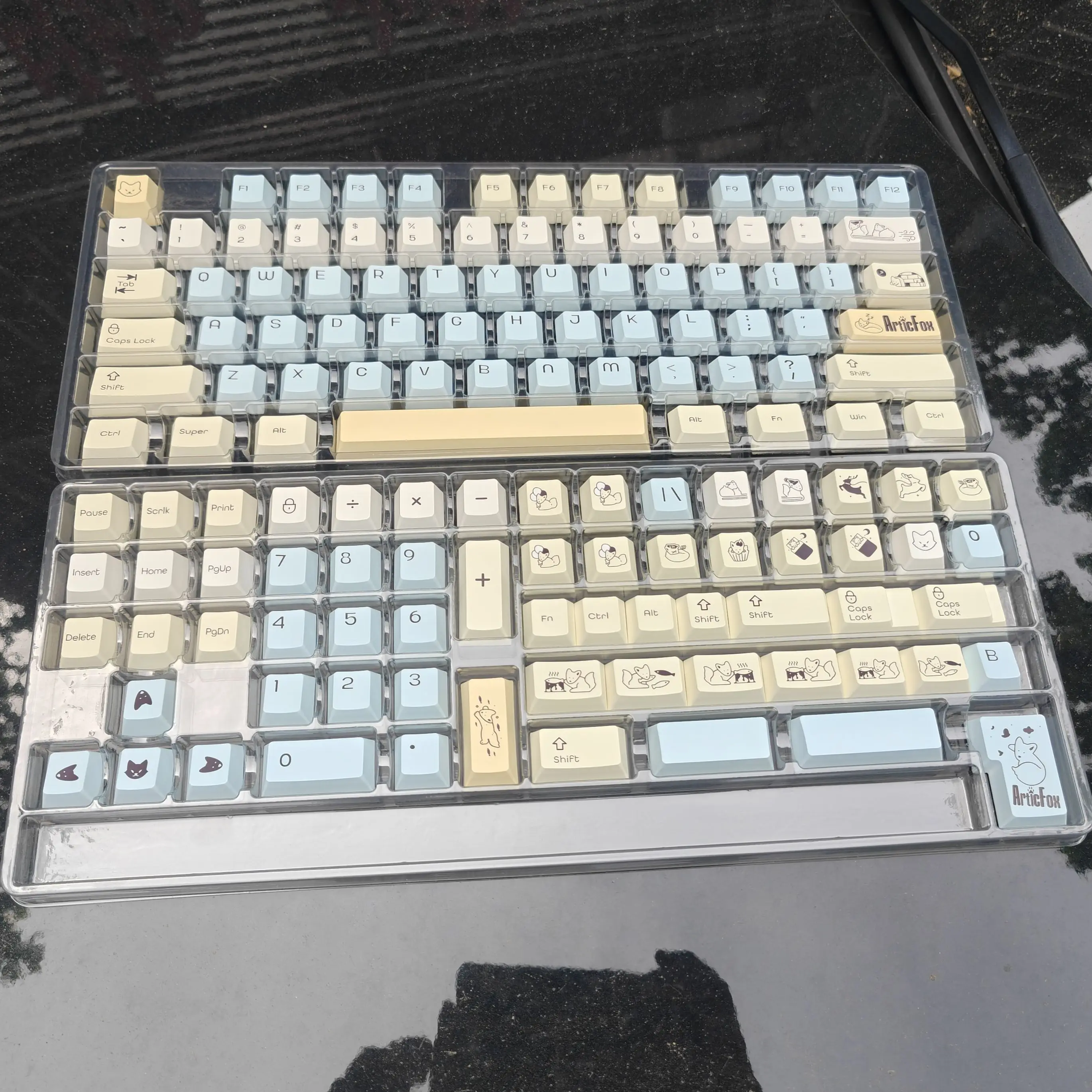 Фото C Fox Keycap Pbt Cherry пятисторонний сублимационный колпачок милый синий желтый 139 клавиш №2