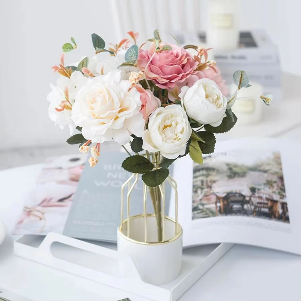 Искусственные цветы Шелковая гортензия Роза Пэония Комната Домашняя ваза Стол