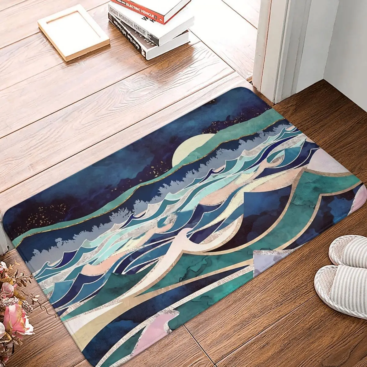 

Горный нескользящий Придверный коврик Moonlit Ocean Bath, кухонный коврик, Молитвенный Ковер домашний узор Decor