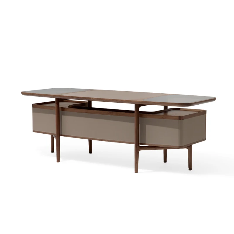 Простой современный офисный стол из массива дерева Taipan boss грецкий орех Giorget