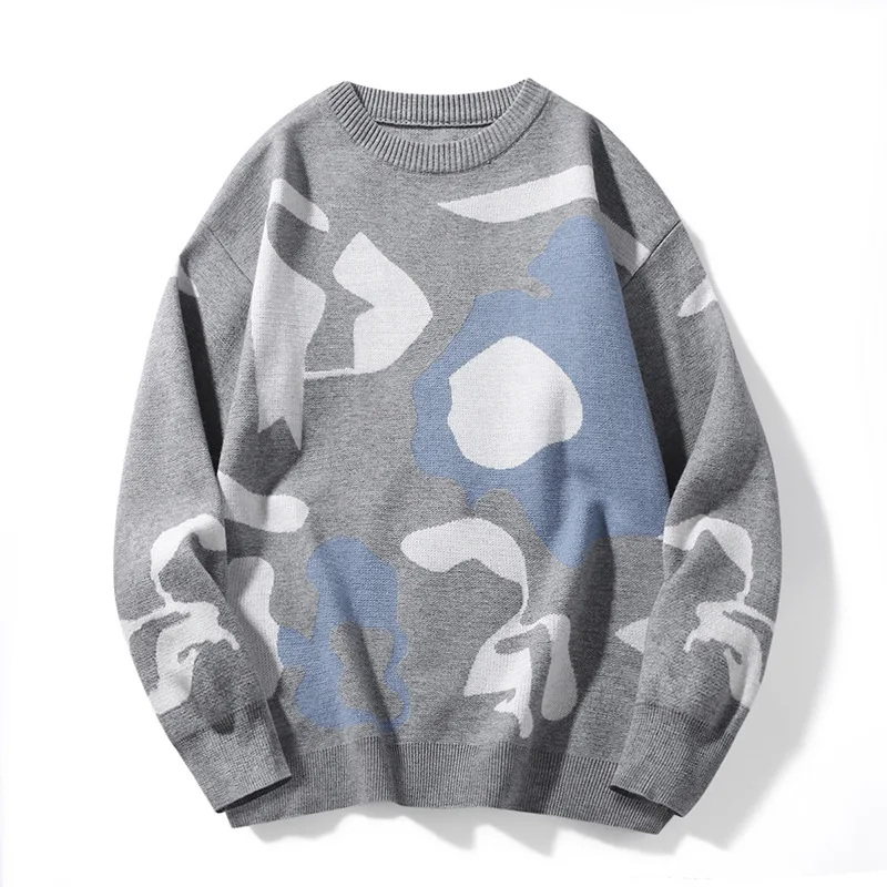 

2023 Men's Autumn round Neck Jacquard Sweater Youth Loose Casual Sweater