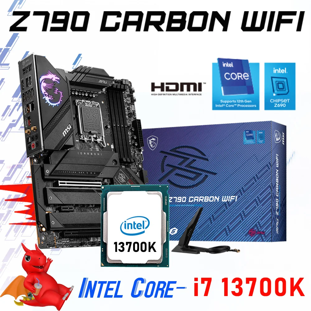 

Intel Core i7 13700K LGA 1700 Motherboard MSI MPG Z790 CARBON WIFI Intel Z790 Mainboard Combo i7 13700K CPU DDR5 13th Gen CPU